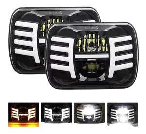 Unidad rectangular LED 7 pulgadas doble proyector con barra lateral
